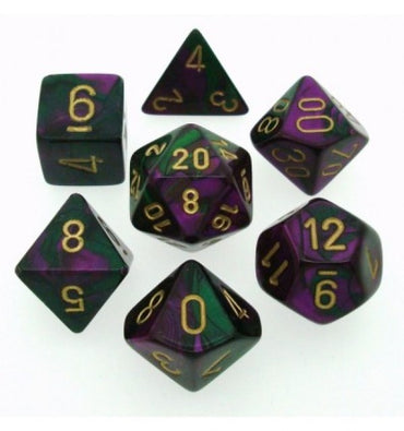RPG Dice Set: Gemini Green Purple with Gold