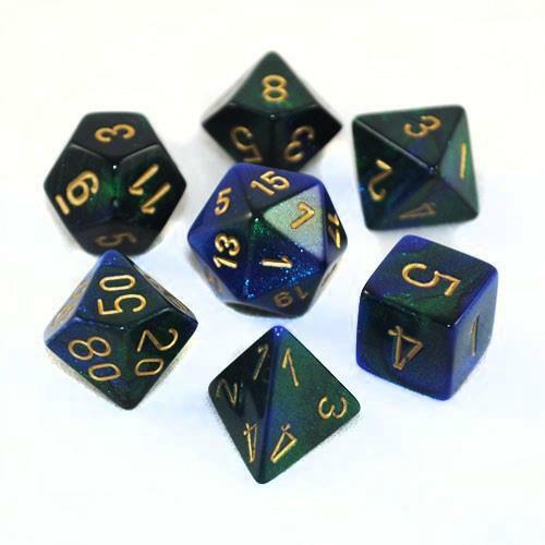 RPG Dice Set: Gemini Blue Green with Gold