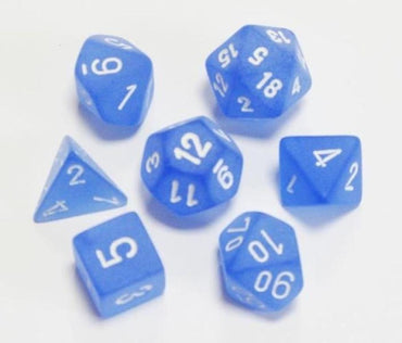 RPG Dice Set: Frosted Blue with White