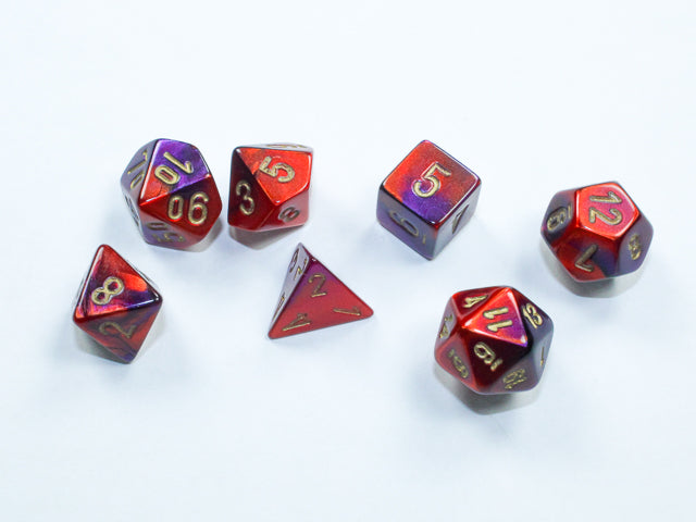 Mini RPG Dice Set: Gemini Purple/Red with Gold