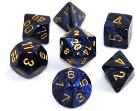 RPG Dice Set: Scarab Royal Blue with Gold