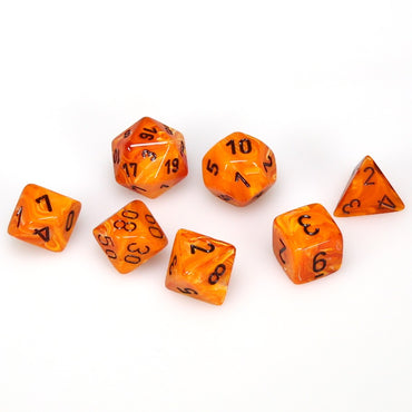 RPG Dice Set: Vortex Orange with Black