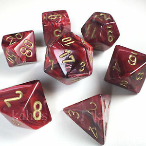 RPG Dice Set: Vortex Burgundy with Gold