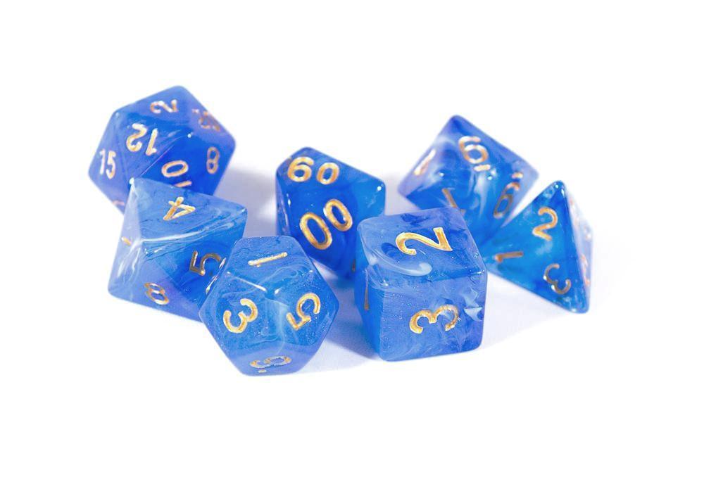 RPG Dice Set: Vortex Blue with Gold