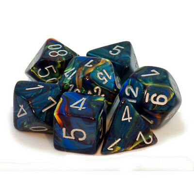 RPG Dice Set: Festive Green with Silver