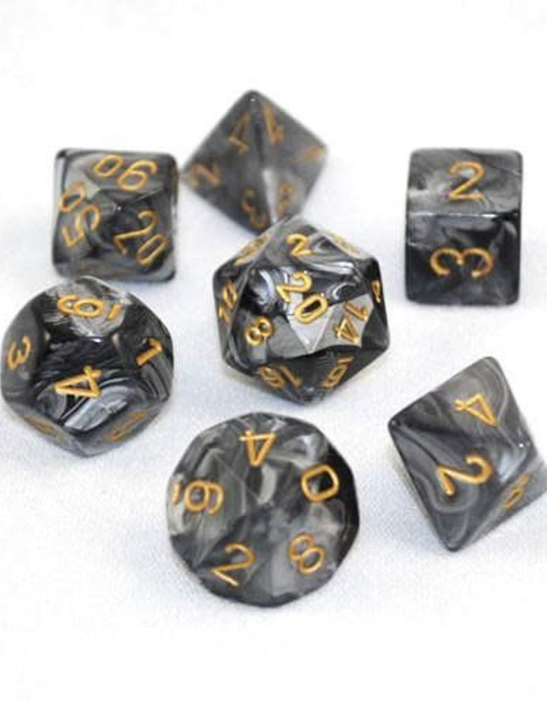 RPG Dice Set: Lustrous Black with Gold