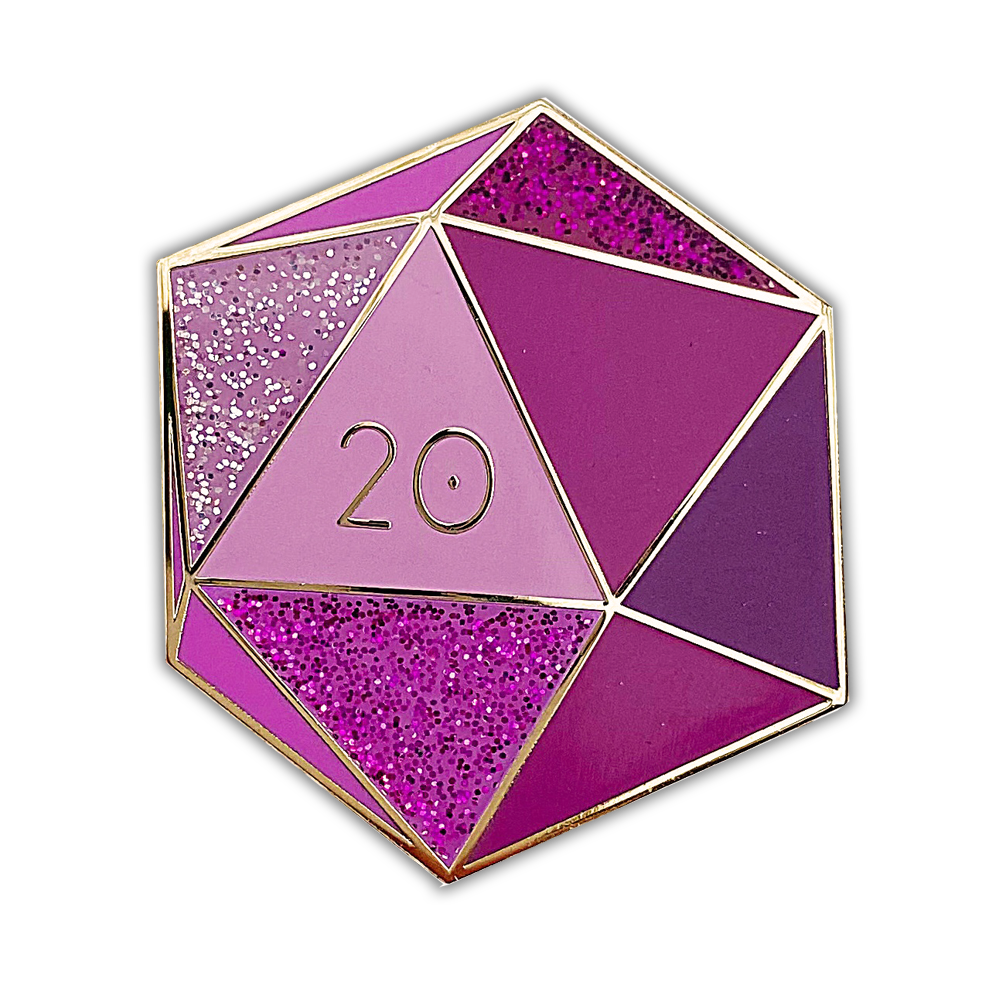 Birthstone D20 Pin - February (Amethyst)