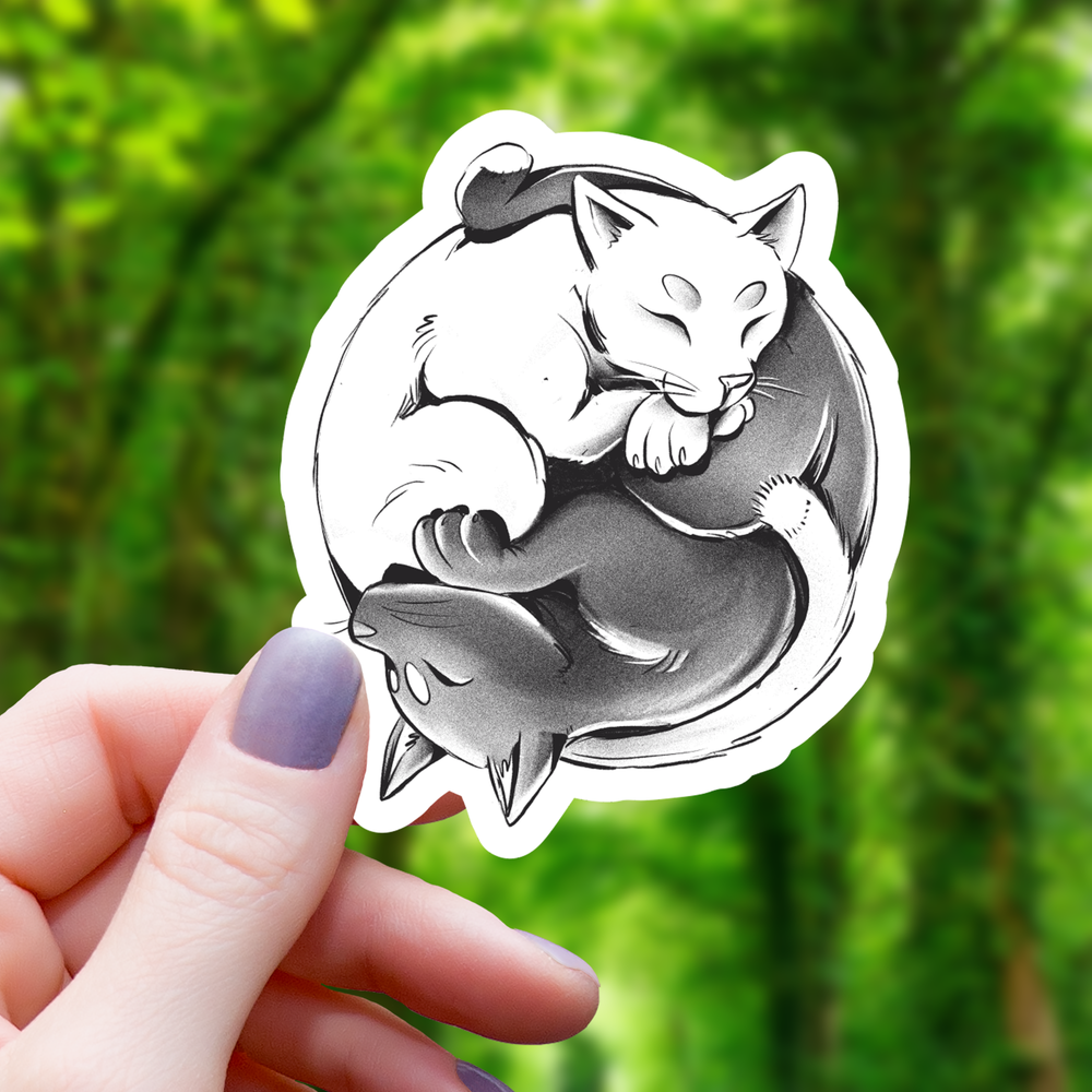 Vinyl Sticker - Cat Yin Yang Balance
