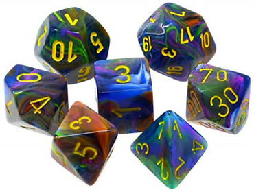 RPG Dice Set: Festive Rio with Yellow