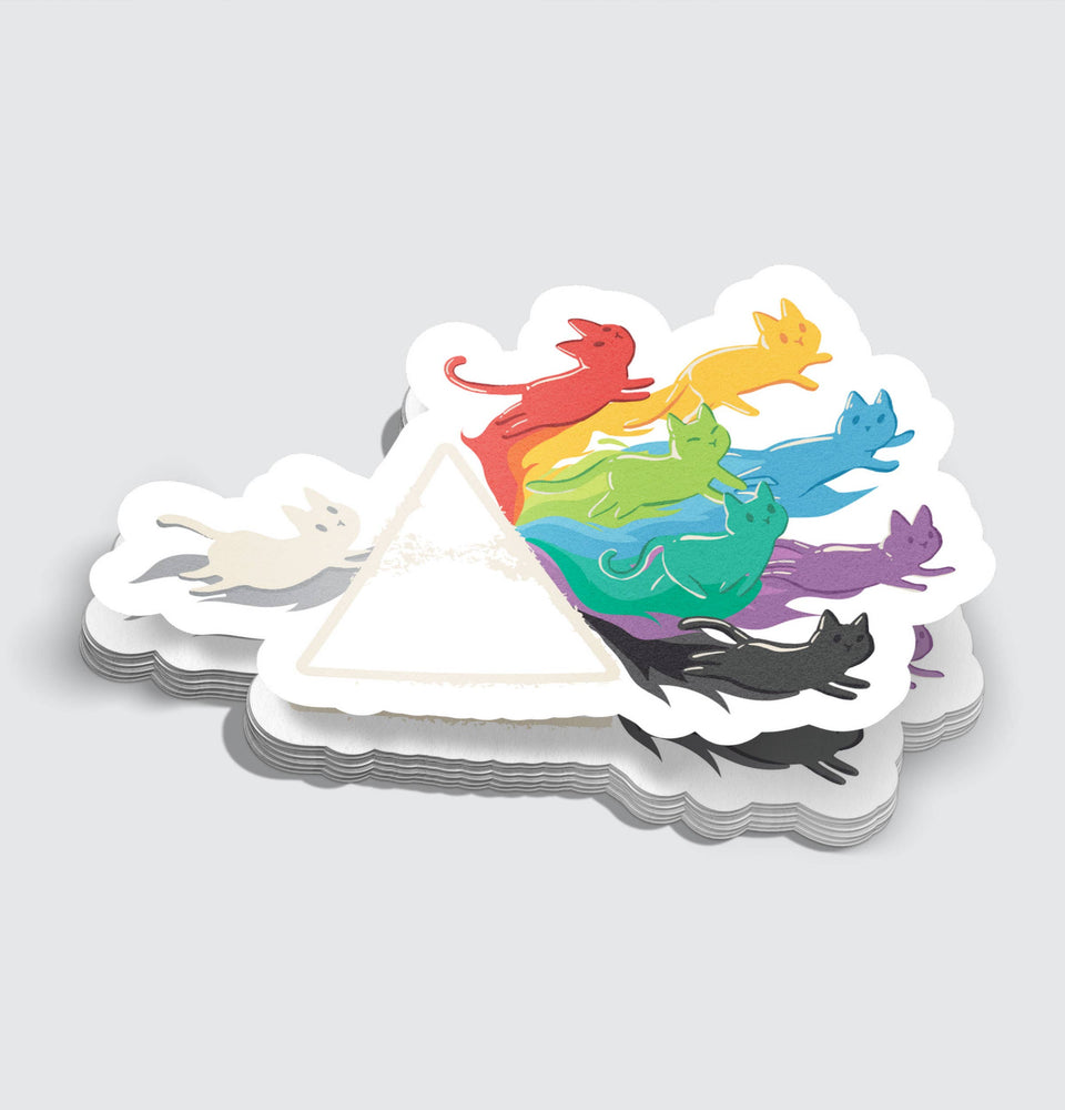 Vinyl Sticker - Cat Rainbow Prism Funny