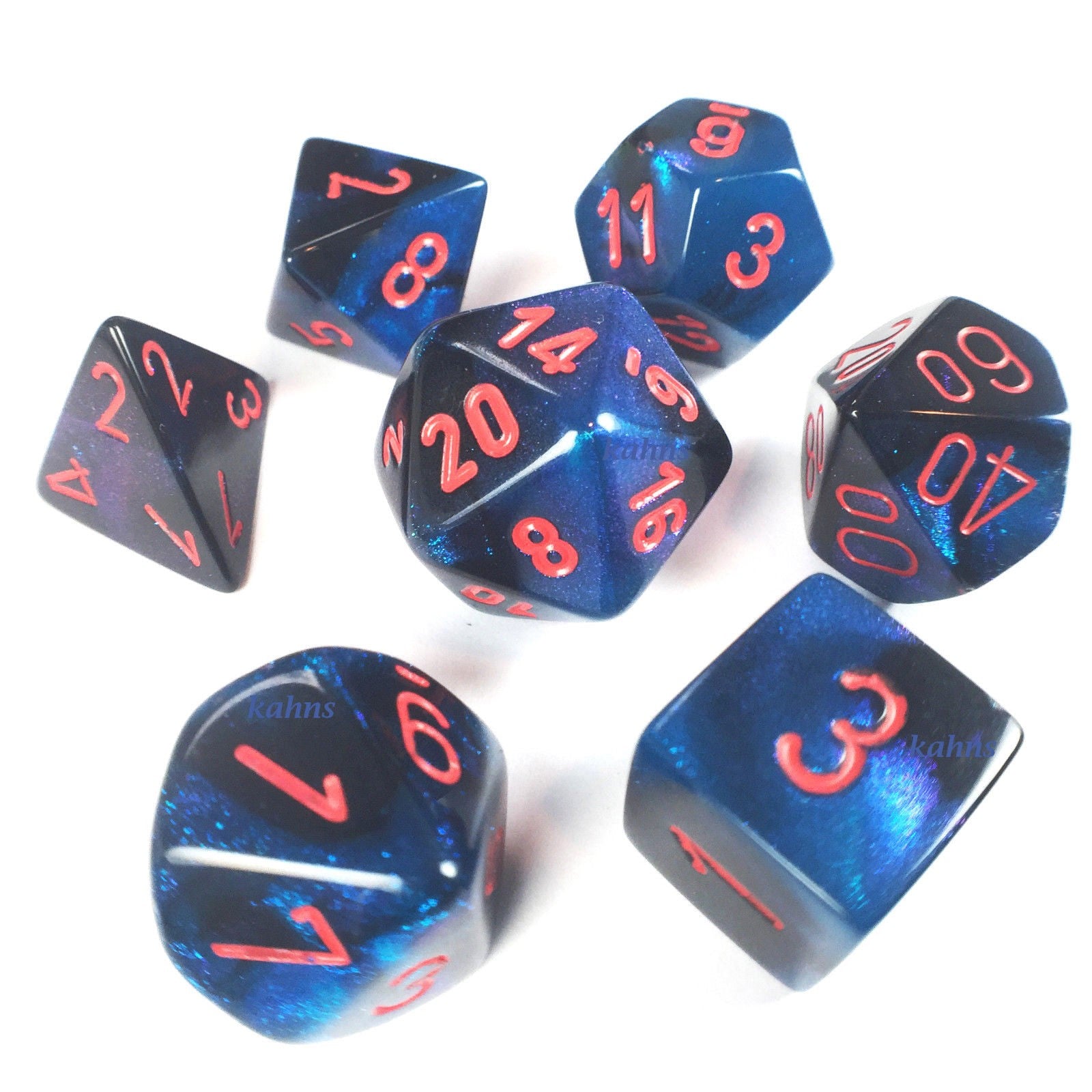 RPG Dice Set: Gemini Black Starlight with Red