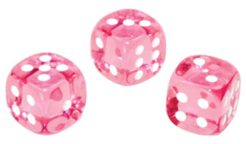 D6 Dice Block: Translucent Pink with White - 12mm (36)