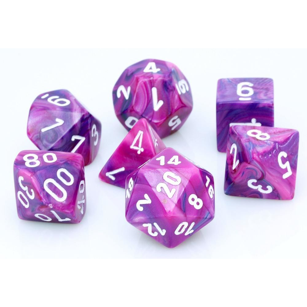 RPG Dice Set: Festive Violet with White