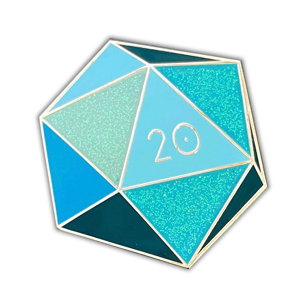 Birthstone D20 Pin - March (Aquamarine)