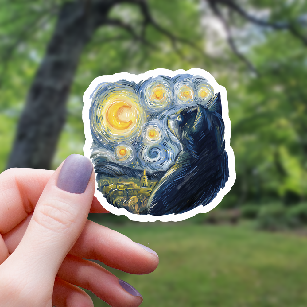 Vinyl Sticker - Van Gogh Style Cat