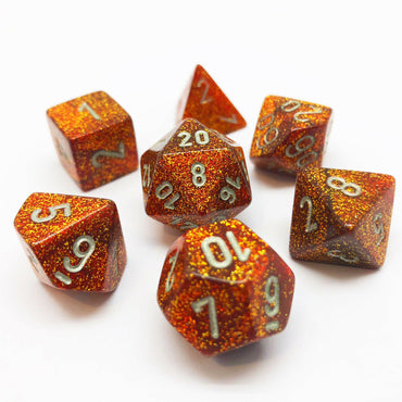 RPG Dice Set: Glitter Gold with Silver