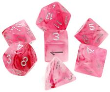 RPG Dice Set: Ghostly Glow Pink with Silver