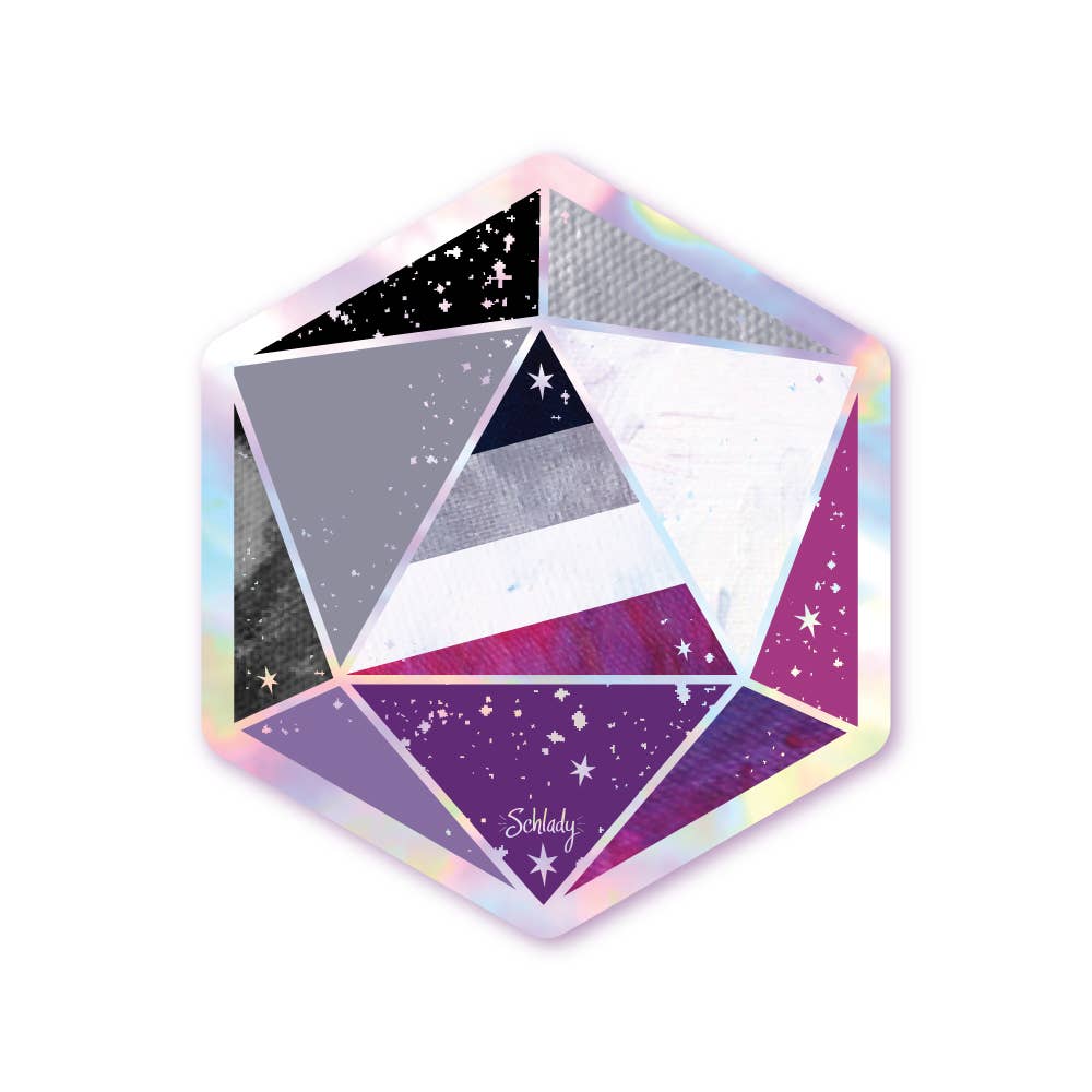 Holographic Pride Sticker - D20 Asexual