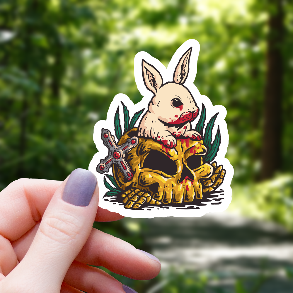 Vinyl Sticker - Bloody Skull Rabbit Pet