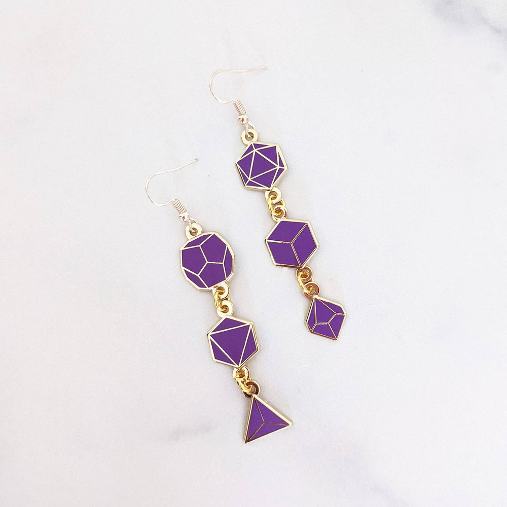 Dice Dangle Earrings - Purple
