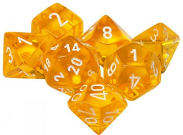 RPG Dice Set: Translucent Yellow with White