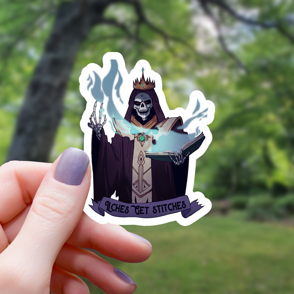 Vinyl Sticker - Liches Get Stiches Tabletop RPG Monster