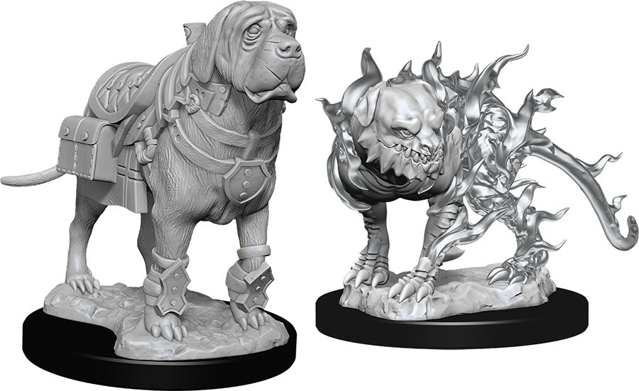 Dungeons & Dragons: Unpainted Miniatures - Mastiff & Shadow Mastiff (W11)