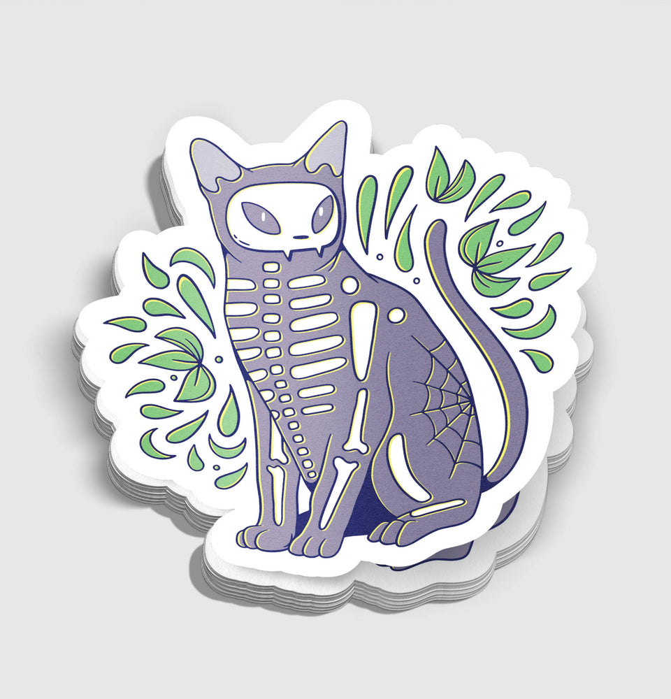 Vinyl Sticker - Halloween Cat Skeleton