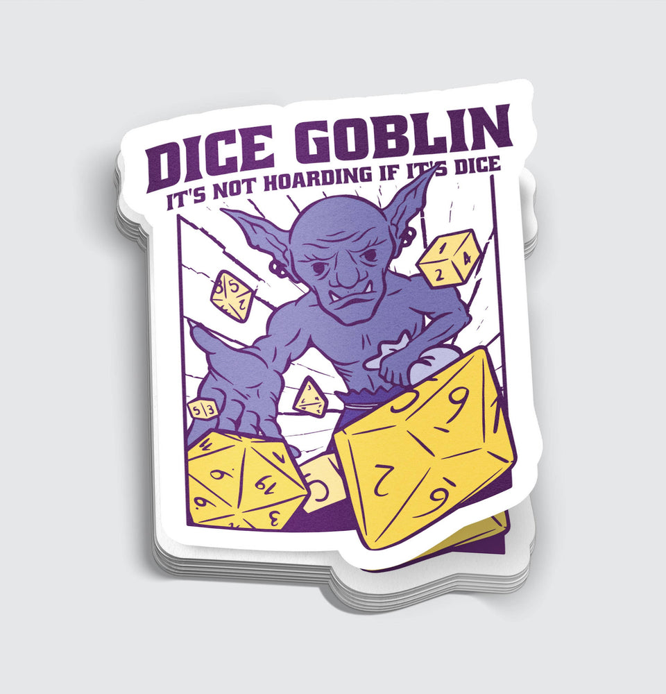 Vinyl Sticker - Dice Goblin Throwing Dice RPG