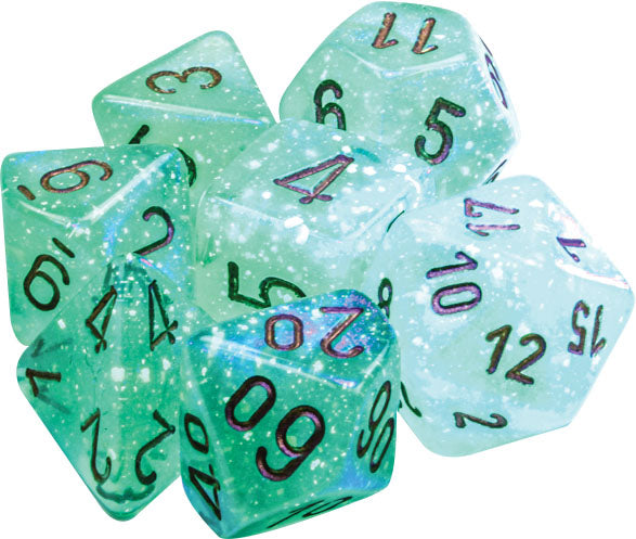 RPG Dice Set: Borealis Light Green with Gold