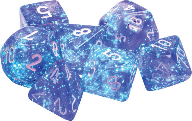 RPG Dice Set: Borealis Purple with White