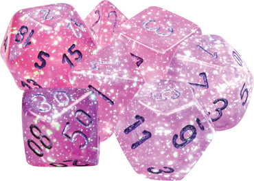 RPG Dice Set: Borealis Pink with Silver