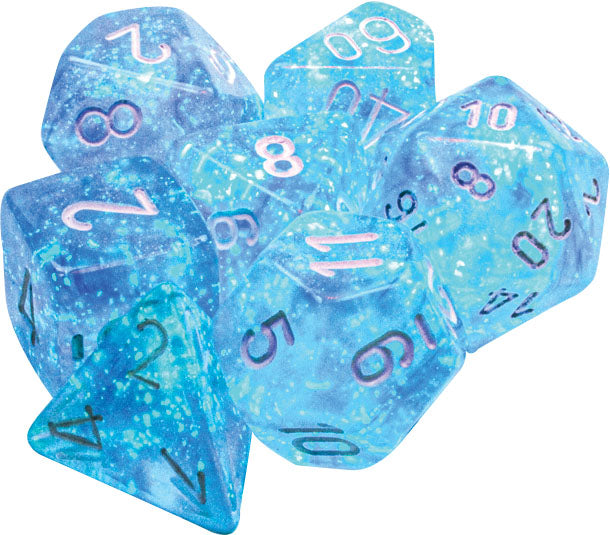 RPG Dice Set: Borealis Sky Blue with White