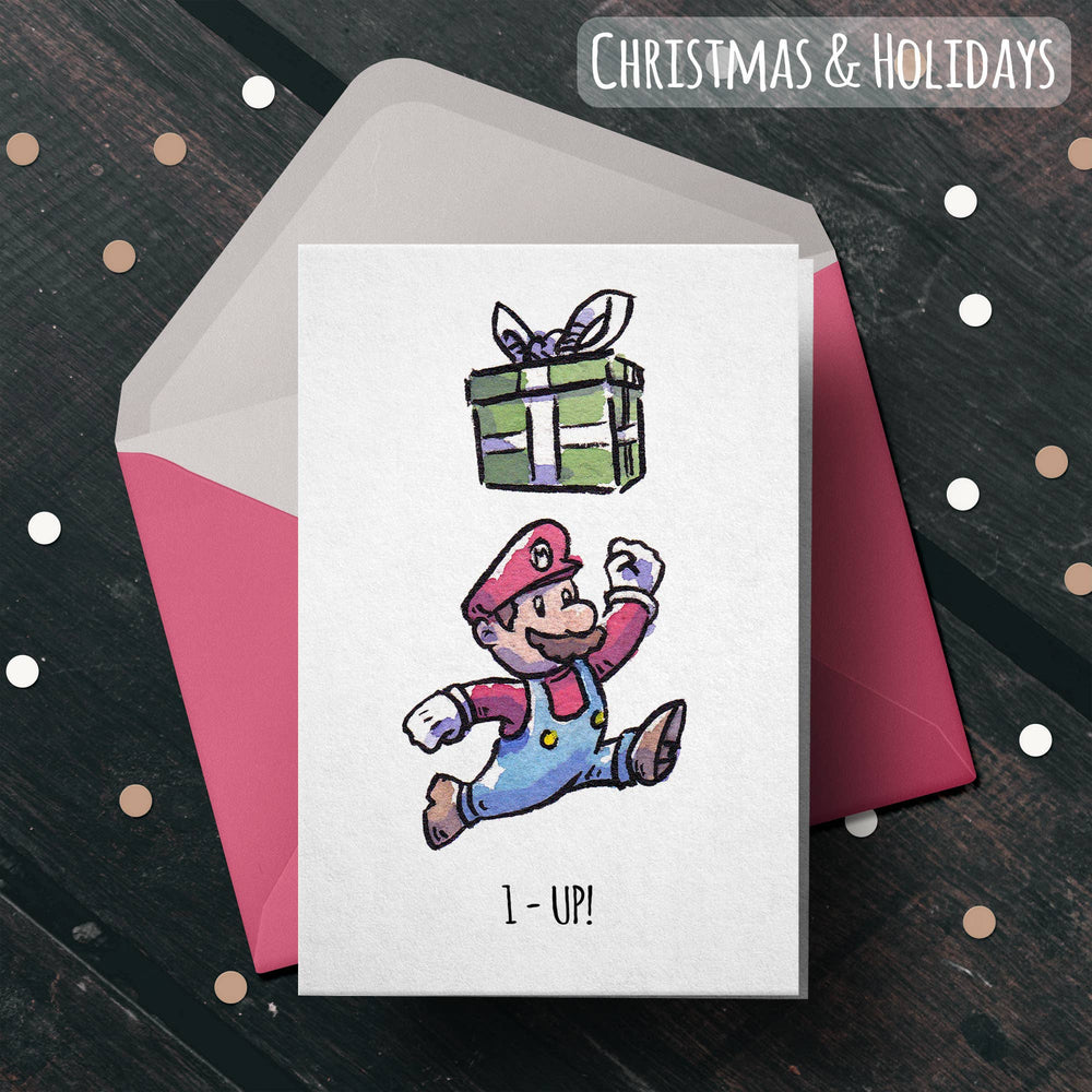Greeting Card: "1 Up!" - Super Mario