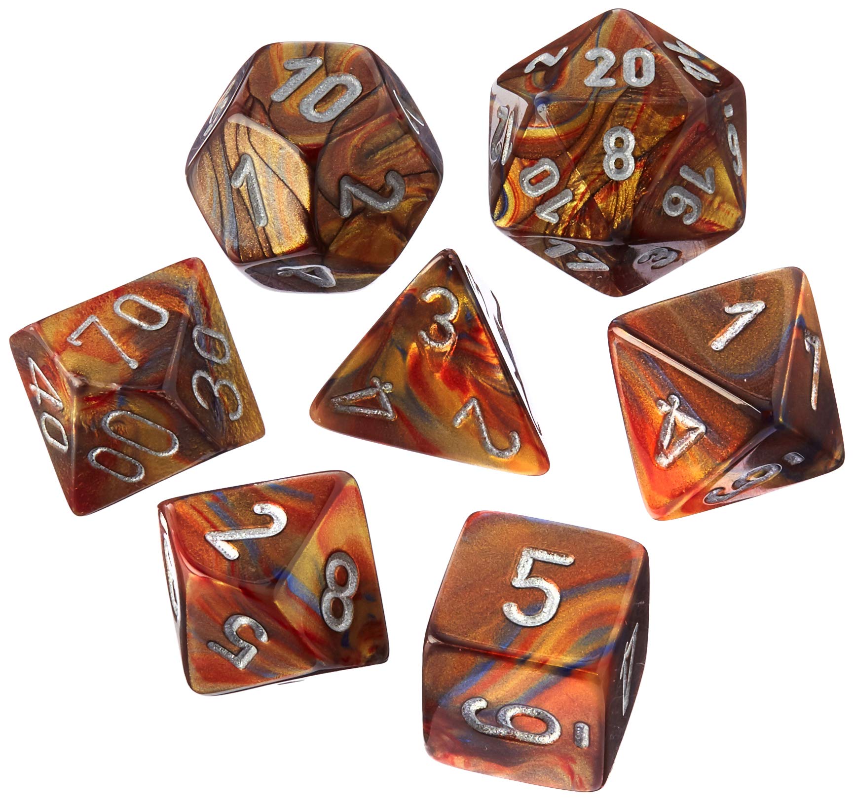 Mini RPG Dice Set: Lustrous Gold with Silver