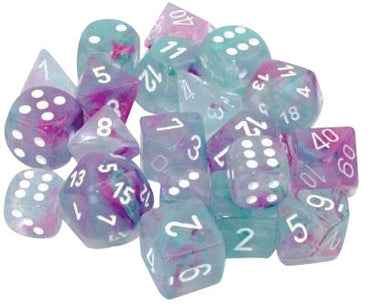 RPG Dice Set: Nebula Wisteria with White