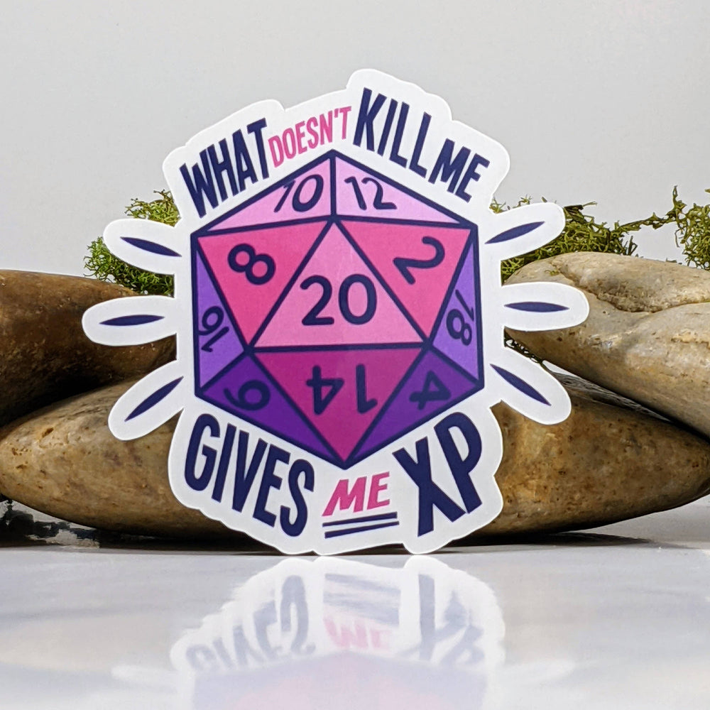 Vinyl Sticker - What Doesn't Kill You Gives You XP Dice