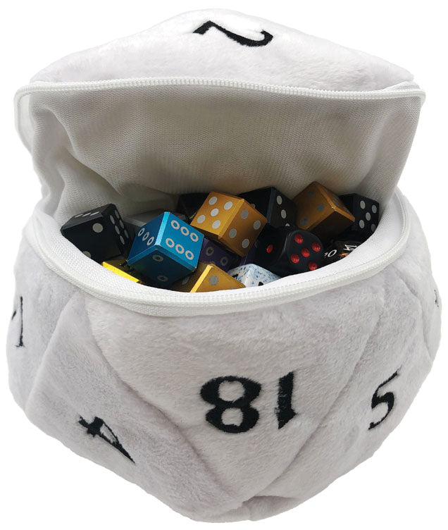 D20 Plush Dice Bag: White