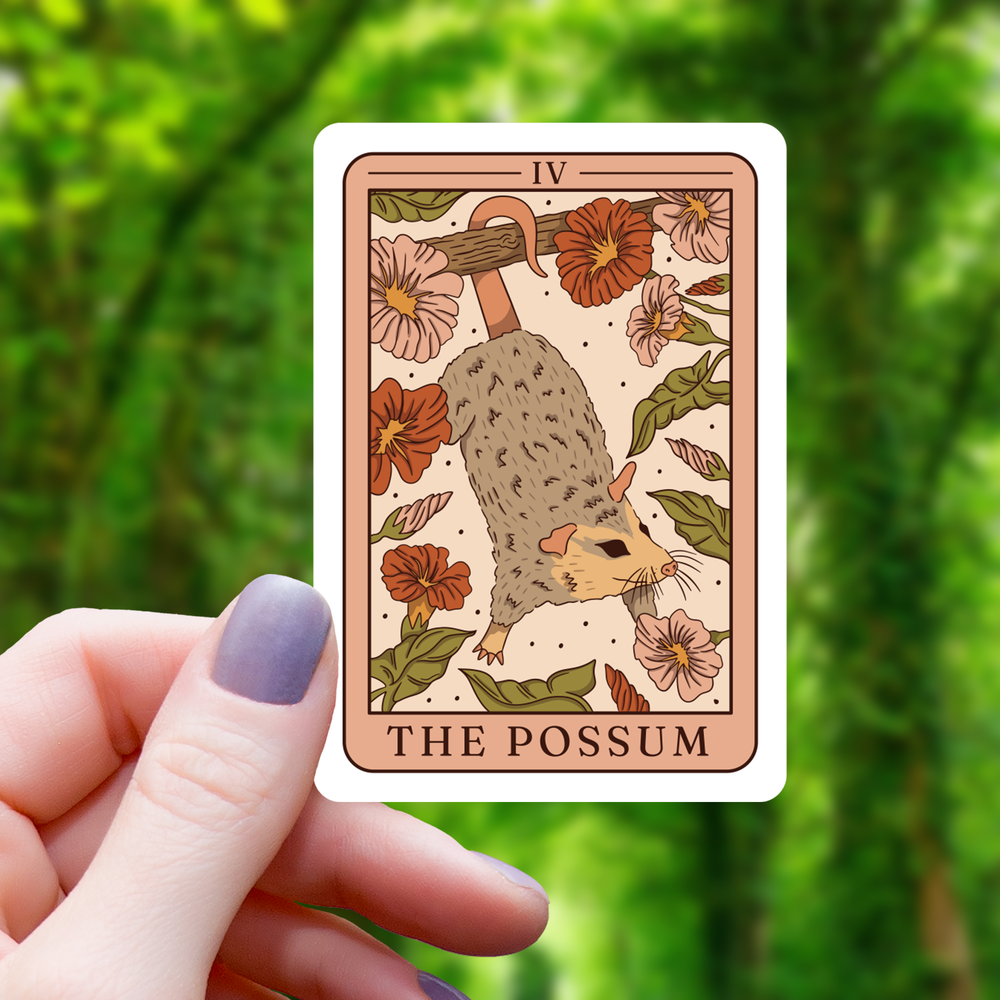 Vinyl Sticker - Opossum Tarot Card Funny