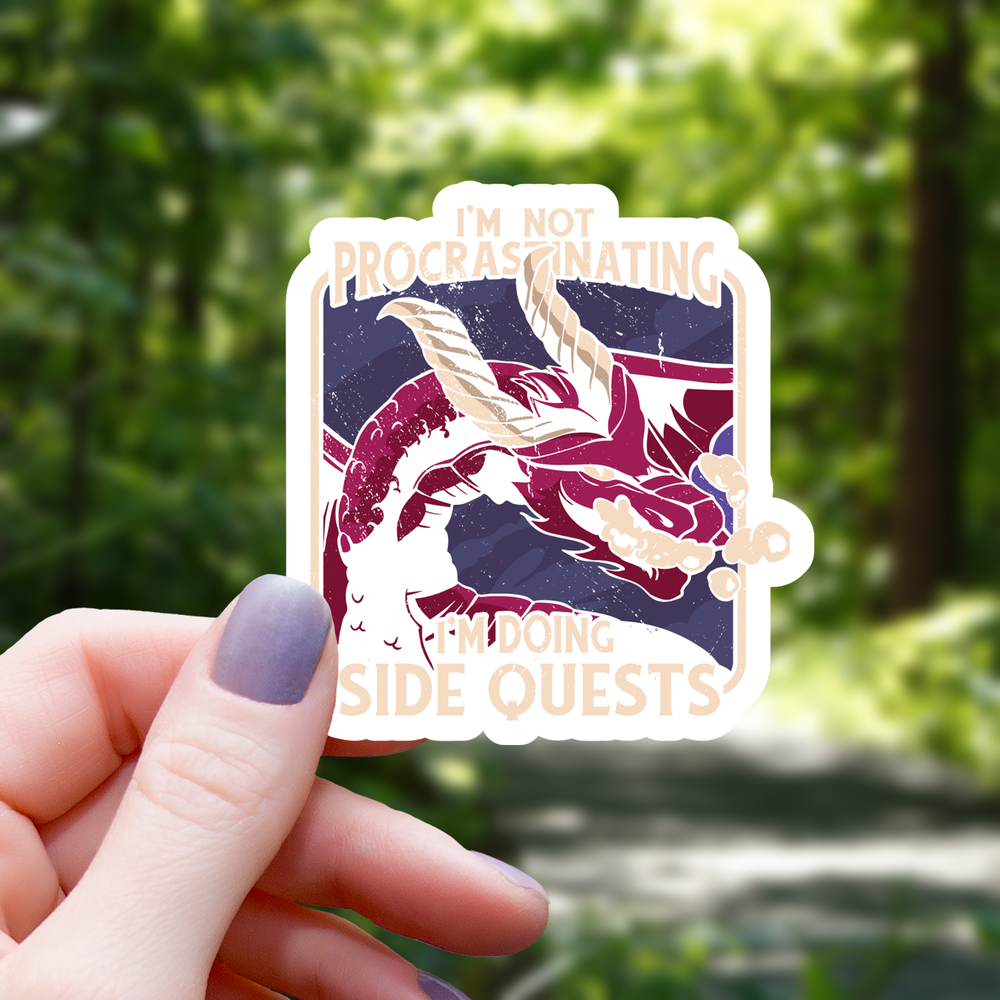Vinyl Sticker - Not Procrastinating Side Quest Dragon