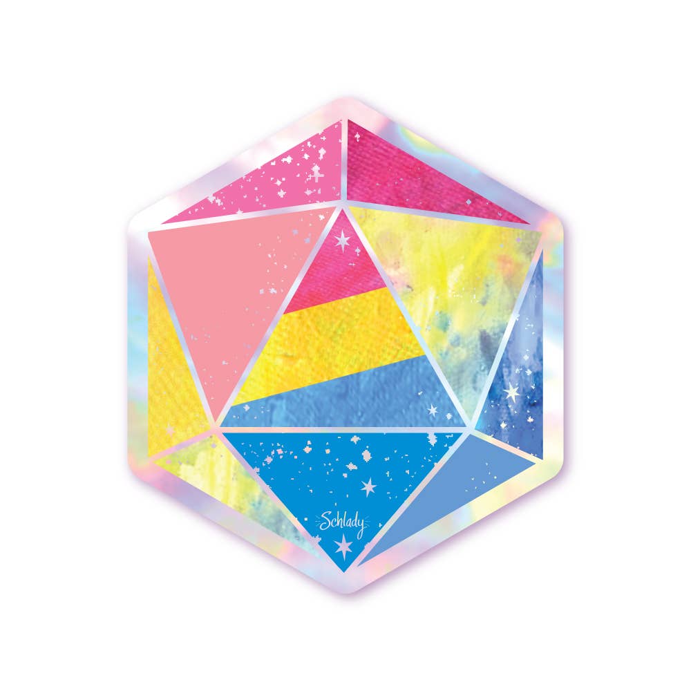 Holographic Pride Sticker - D20 Pansexual