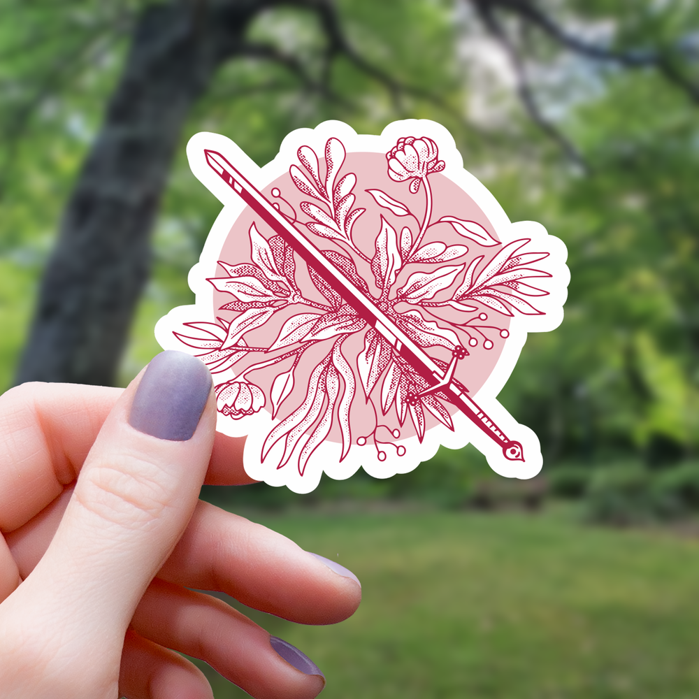 Vinyl Sticker - Floral Sword Tabletop RPG