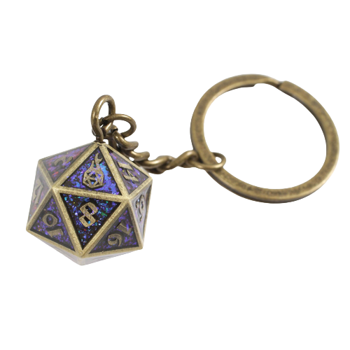 Fob of Fate - Metal D20 Keychain: Bardic Blue