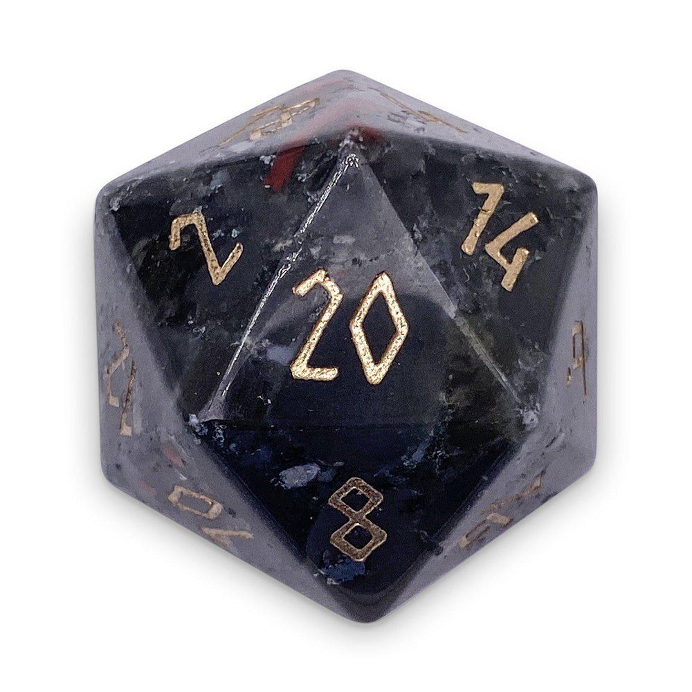 Gemstone D20 Boulder - Bloodstone