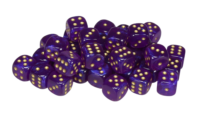 D6 Dice Block: Borealis Royal Purple with Gold - 12mm (36)