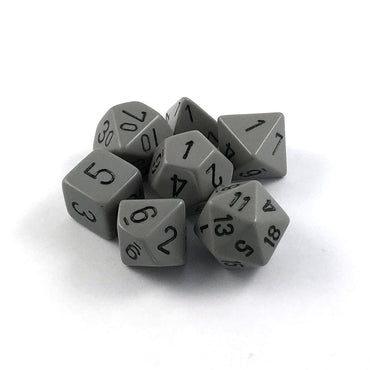 RPG Dice Set: Opaque Grey with Black