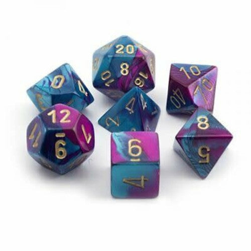 Mini RPG Dice Set: Purple Teal with Gold