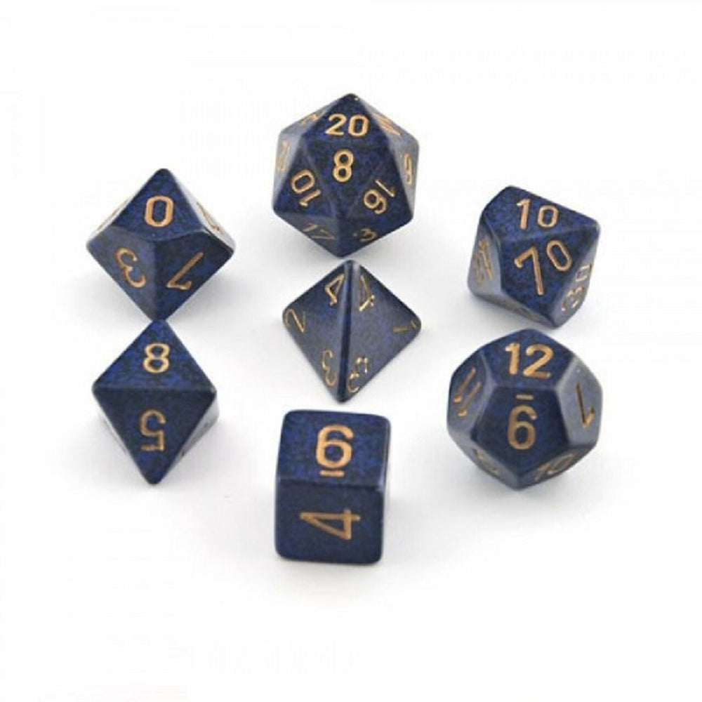 RPG Dice Set: Speckled Golden Cobalt