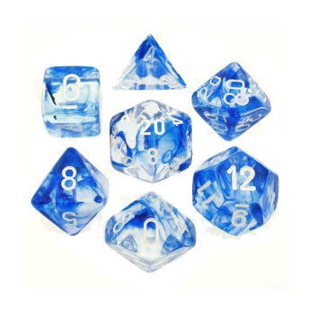 RPG Dice Set: Nebula Dark Blue with White