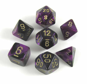 RPG Dice Set: Gemini Black Purple with Gold